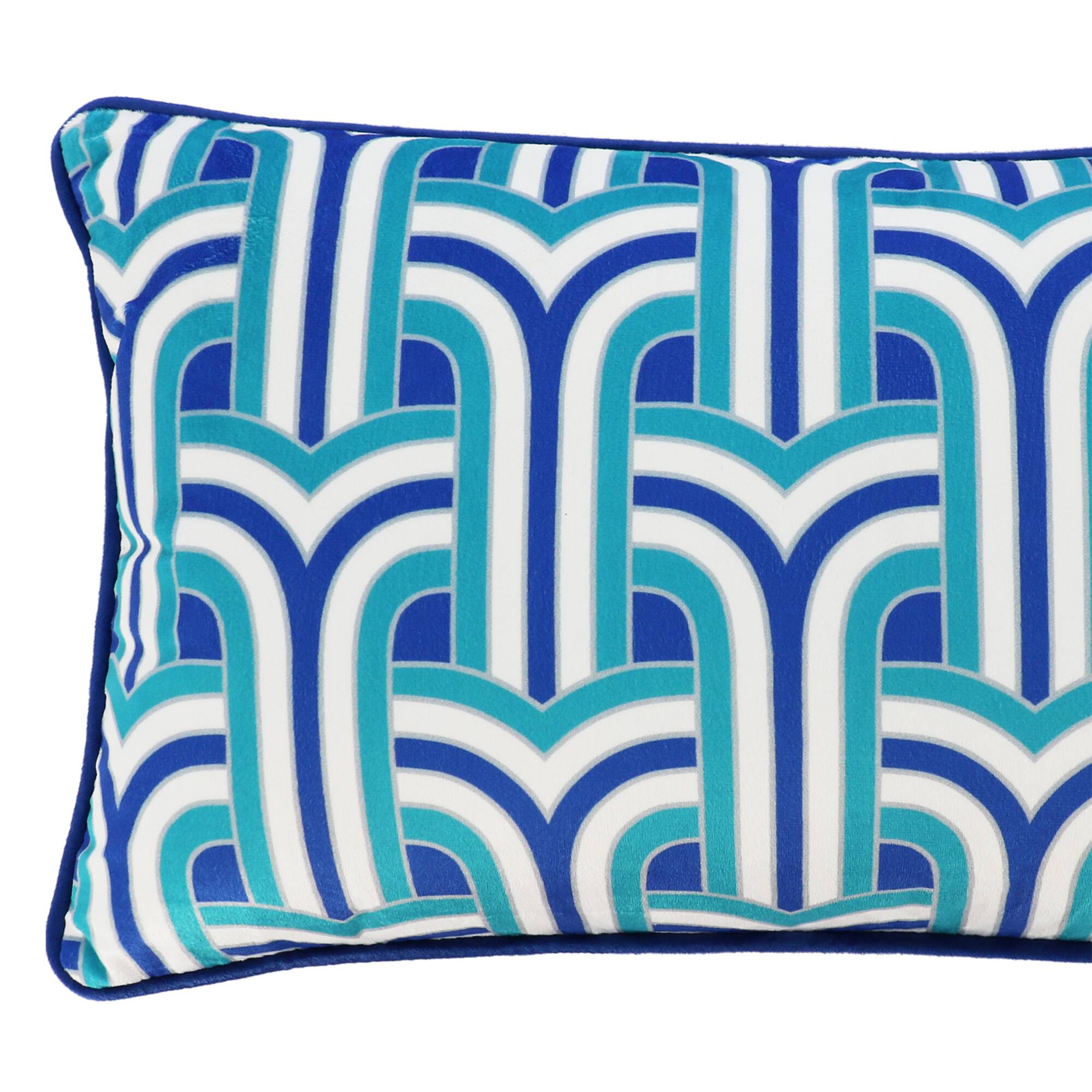 Jonathan Adler x Michaels 12" x 20" Teal, White & Blue Pillow